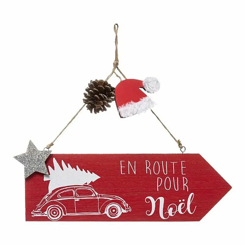 Décoration Murale de Noël Pancarte 31cm Rouge