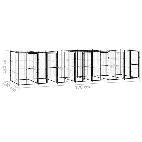 Helloshop26 Chenil extérieur cage enclos parc animaux chien extérieur acier 16,94 m² 02_0000382