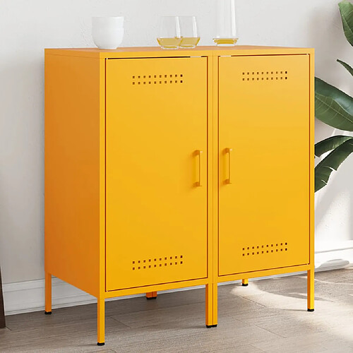 vidaXL Buffets 2 pcs jaune moutarde 36x39x79 cm acier