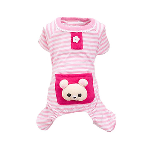 Animaux Chat Chien Chiot Rayé Doux Pyjamas Jumpsuit Vêtements Manteau Vêtements Xs Rose