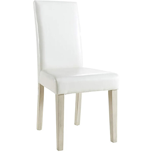 Lot de 2 chaises de salle à manger en pin coloris blanc mat - 45 x 95 x 58 cm -PEGANE-