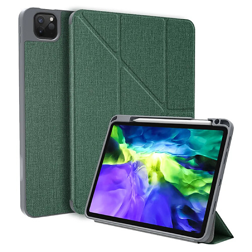 Etui en PU avec support et porte-stylo vert noirâtre pour votre Apple iPad Pro 12.9 pouces (2021/2020/2018)