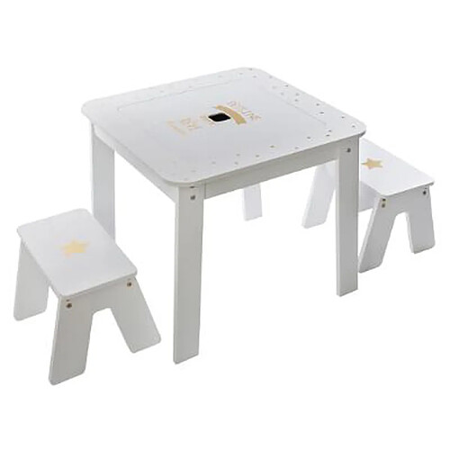 Pegane Ensemble table et 2 chaises pour enfant coloris multicolore