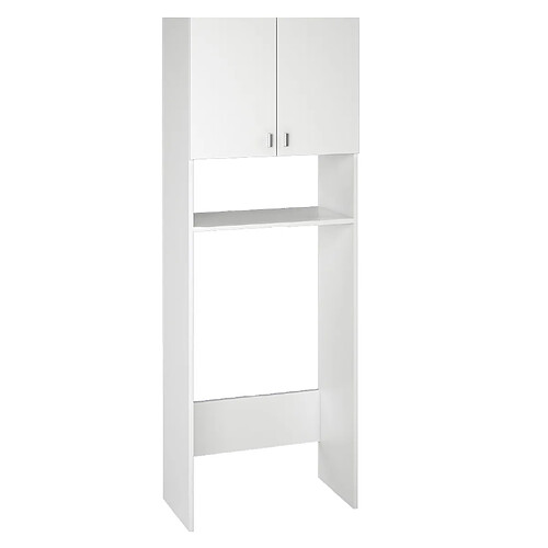 Pegane Armoire / Meuble SDB coloris blanc - Hauteur 180 x Longueur 64 x Profondeur 35.6 cm