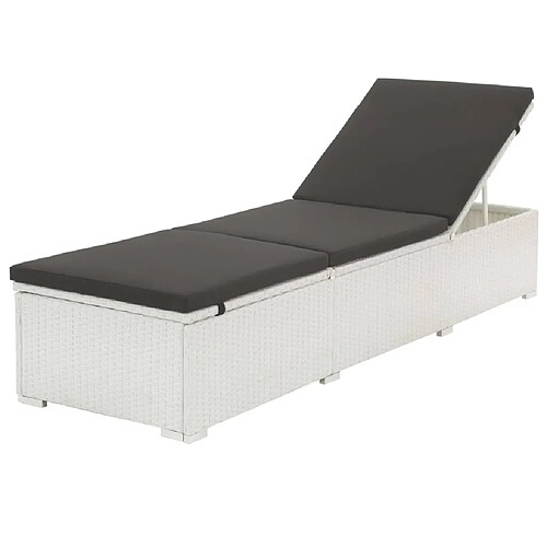 Maison Chic Chaise longue avec coussin | Bain de soleil Relax | Transat Résine tressée Blanc -GKD79633