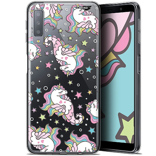 Caseink Coque arrière Samsung Galaxy A7 2018 (A750) (6 ) Gel HD [ Nouvelle Collection - Souple - Antichoc - Imprimé en France] Licorne Dormante