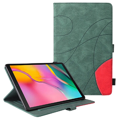 Etui en PU bicolore avec support et porte-cartes vert pour votre Samsung Galaxy Tab A 10.1 (2019)/T510/T515