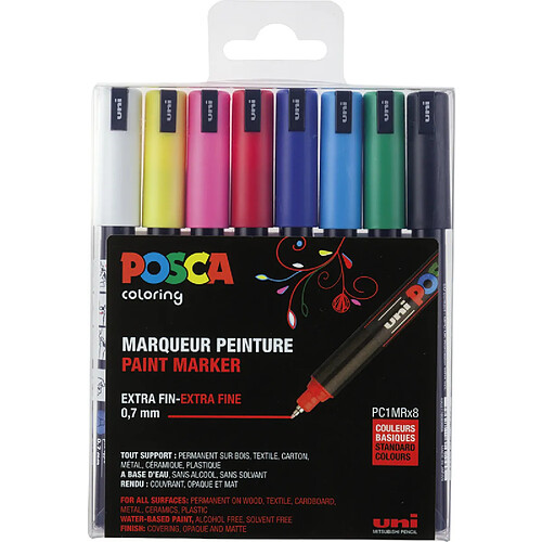 POSCA Marqueur à pigment PC-1MR, pochette de 8, assorti ()