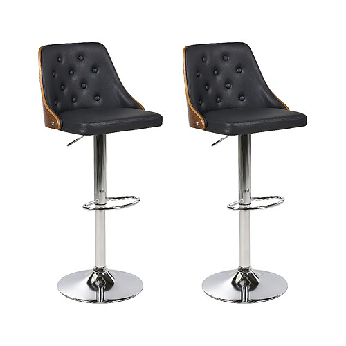 Beliani Tabouret rotatif Set de 2 Cuir PU Noir VANCOUVER