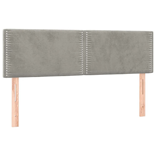 Maison Chic Lot de 2 Têtes de lit design pour chambre - Décoration de lit Gris clair 72x5x78/88 cm Velours -MN66539