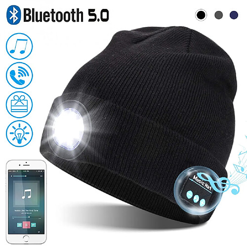 GUPBOO Casque Bluetooth musique chapeau hiver sans fil casque chapeau casque avec micro randonnée vélo en plein air chapeau