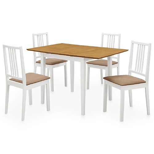 vidaXL Mobilier de salle à manger 5 pcs MDF Blanc