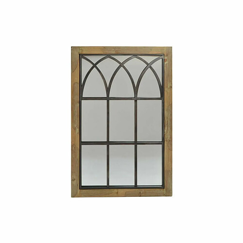 Miroir mural DKD Home Decor Marron Noir Métal Bouleau Naturel Fenêtre 60 x 3 x 95 cm