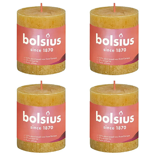 Bolsius Bougies pilier rustiques 4 pcs 80x68 mm Jaune nid d'abeilles