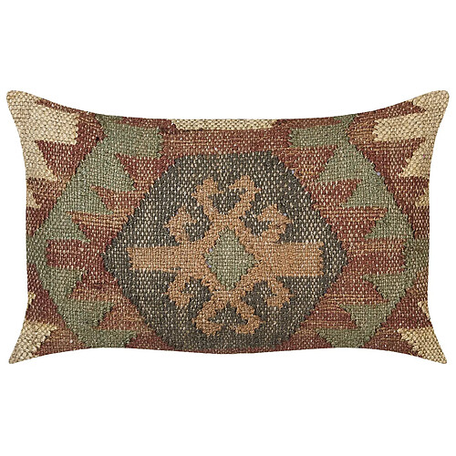 Beliani Coussin CUMBUM Jute 30 x 50 cm Géométrique Marron