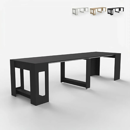 Ahd Amazing Home Design Table console extensible peu encombrante 237cm pour salon moderne Garda | Couleur: Noir