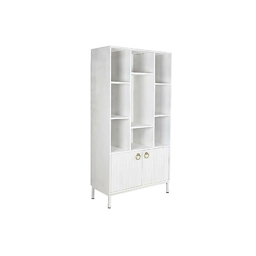 Pegane Etagère en manguier et métal coloris blanc - Longueur 90 x Profondeur 40 x Hauteur 180 cm