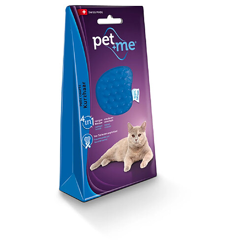 Brosse Poils Courts pour Chat - Pet+Me - Bleue