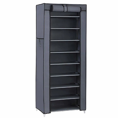 SONGMICS Armoire/étagères à chaussures 10 couches avec housse 27 paires de chaussures Gris 58 x 28 x 160 cm RXJ10G