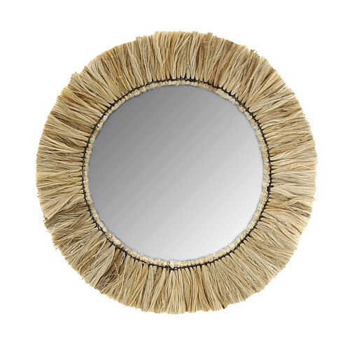 Aubry Gaspard Miroir rond en jonc naturel.