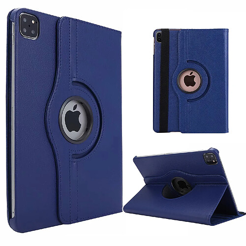 Xeptio Housse Apple iPad Pro 12.9 Pouces 2022 / iPad Pro 12,9 2021 / iPad Pro 12,9 2020 6e/5e/4eme generation rotative 360 degrés bleue - Etui pochette bleu