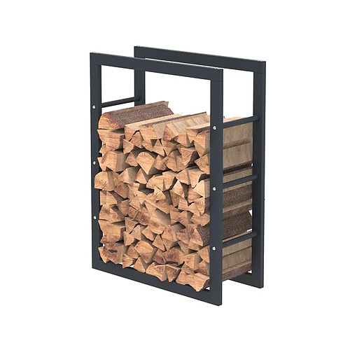 Bcelec HHWPF0017 Rangement à bois en acier noir 80*60*25CM, rack pour bois de chauffage, range-bûches