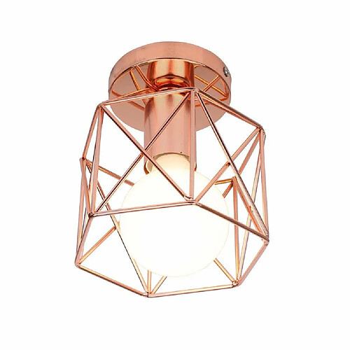 STOEX Retro Plafonnier Industrielle en Métal Carré Fer Noir, Suspension Cage Cube Luminaire E27 pour Salon Chambre Café Bar Restaurent Entrée Couloir (Or rose)