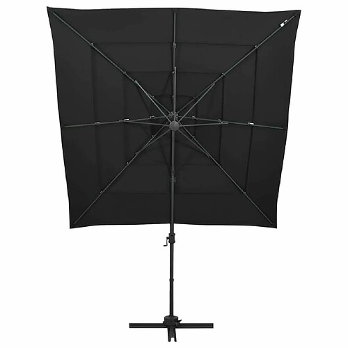 Maison Chic Parasol Jardin | Parasol à 4 niveaux avec mat en aluminium Noir 250x250 cm - GKD88204