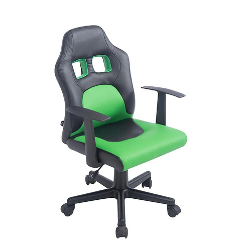 Decoshop26 Fauteuil chaise de bureau pour enfant en synthétique vert hauteur réglable BUR10181