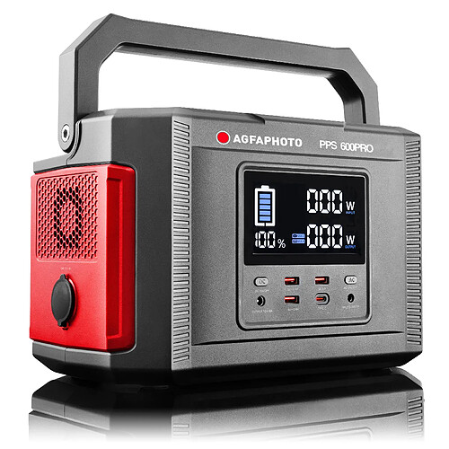 Agfa Photo AgfaPhoto Power Station PS600PRO - Station d'Alimentation Portable 626Wh 230V/50Hz Version 8 Type F / DE - Noir