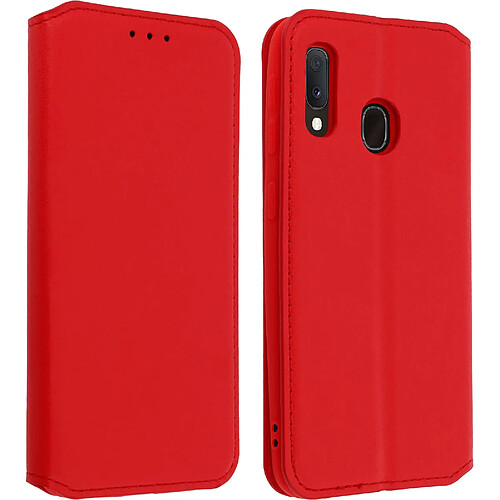 Avizar Housse Samsung Galaxy A20e Étui Folio Fonction Support Vidéo Rouge