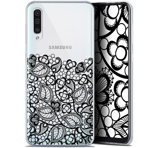 Caseink Coque Pour Samsung Galaxy A50 (6.4 ) [Gel HD Collection Spring Design Bas dentelle Noir - Souple - Ultra Fin - Imprimé en France]