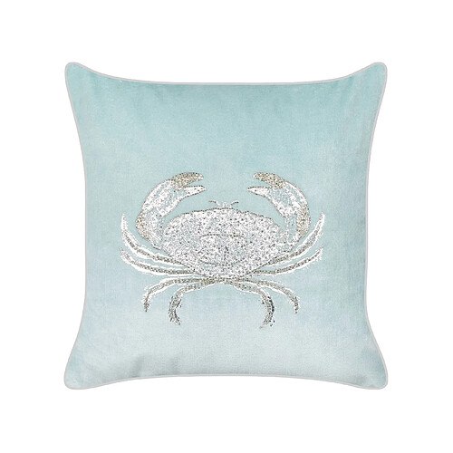 Beliani Coussin BOSSIELLA Coton 45 x 45 cm Animal Impression en bloc Bleu clair