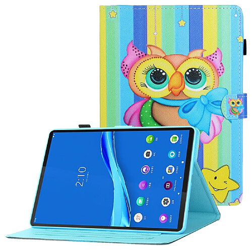 Etui en PU avec support, porte-carte et porte-stylo chouette arc-en-ciel pour votre Samsung Galaxy Tab A8 10.5 (2021) X205/X200