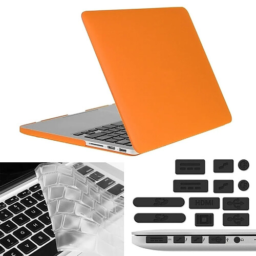 Wewoo Housse Étui Orange pour Macbook Pro Retina 13,3 pouces 3 en 1 Coque de protection en plastique dur avec de clavier et prise de poussière de port