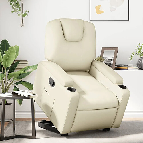 vidaXL Fauteuil inclinable Crème Similicuir