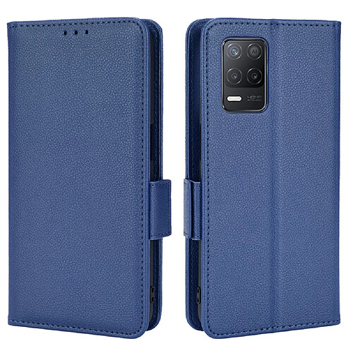 Etui en PU texture litchi avec support, bleu foncé pour votre Realme 8 5G/V13 5G/Narzo 30 5G