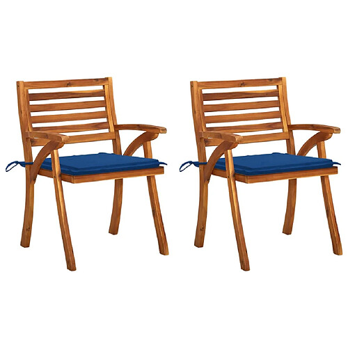 vidaXL Chaises à manger de jardin avec coussins lot de 2 Acacia massif