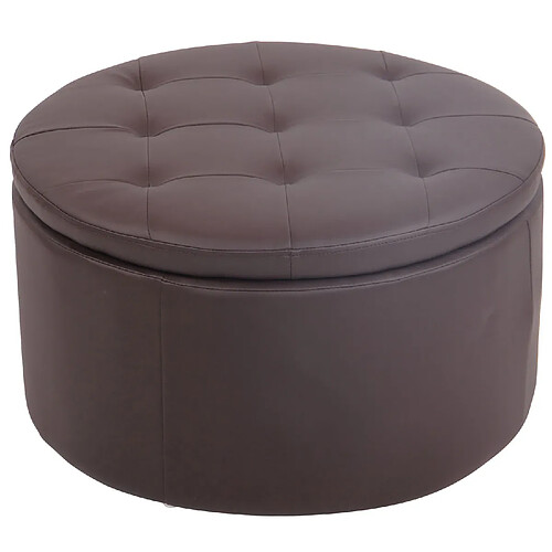 Decoshop26 Tabouret bas pouf repose-pied avec espace rangement surface capitonnée en PVC marron 10_0003707