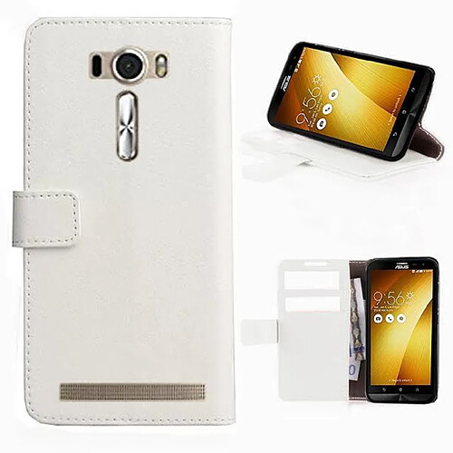 Etui portefeuille Asus ZenFone Laser ZE600KL 4G blanc 6 pouces Style Cuir avec stand et porte cartes - Housse coque de protection blanche Asus ZenFone ZE600KL - accessoires pochette XEPTIO case