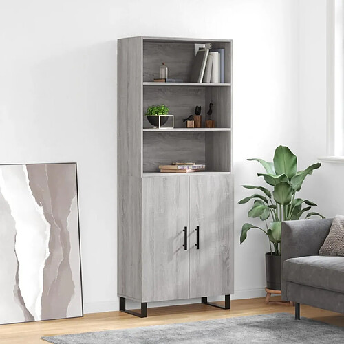 vidaXL Buffet haut Sonoma gris 69,5x34x180 cm Bois d'ingénierie