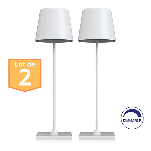 BRAYTRON Lot de 2 lampes de table rechargeables blanc 3W 3000K IP44