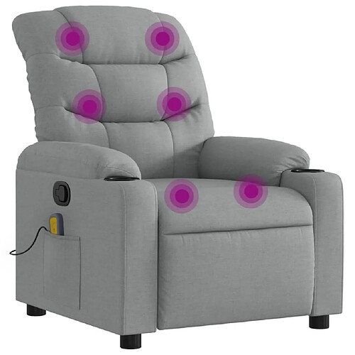 Maison Chic Fauteuil Relax pour salon, Fauteuil de massage inclinable Gris clair Tissu -GKD36754