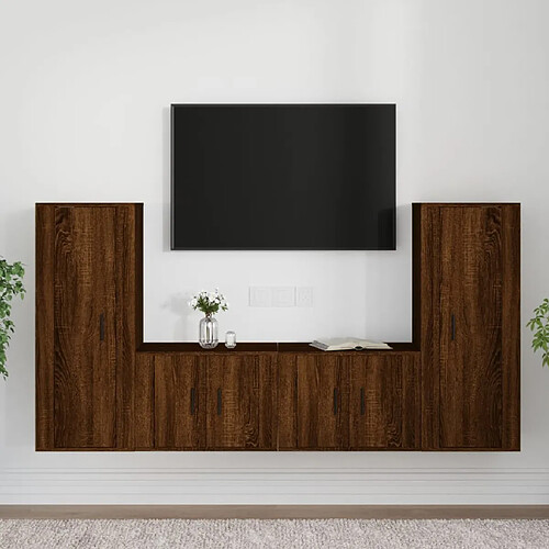 vidaXL Ensemble de meubles TV 4 pcs Chêne marron Bois d'ingénierie