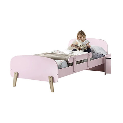 Mes Lit 90x200 cm + barrière de lit en pin rose - KIDLY