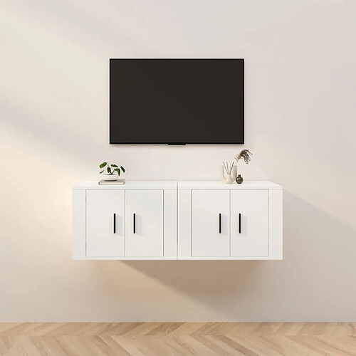 Maison Chic Lot de 2 Meubles TV muraux Banc TV suspendus pour salon blanc 57x34,5x40 cm -MN53892