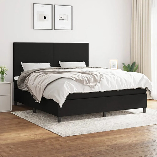 Maison Chic Lit Adulte - Lit simple Lit à sommier tapissier avec matelas moelleux - Meuble de Chambre - Noir 180x200 cm Tissu -MN88020