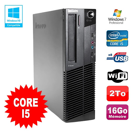 PC Lenovo Thinkcentre M82 SFF Core I5-2400 16Go 2To Graveur WIFI Win 7 Pro · Occasion