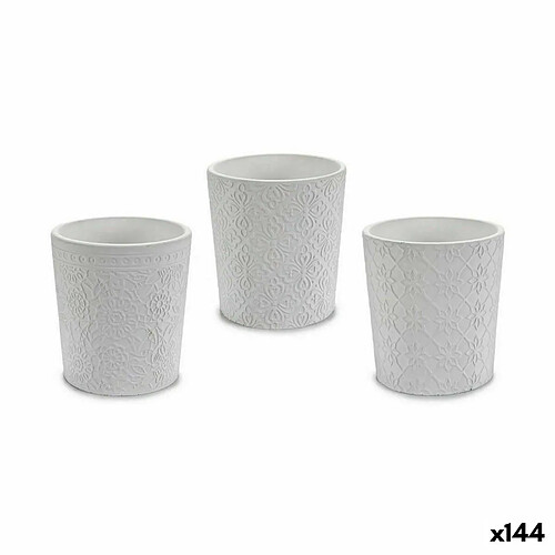 Ibergarden Cache-pot Modèle Blanc Céramique 12,3 x 12 x 12,3 cm (144 Unités)