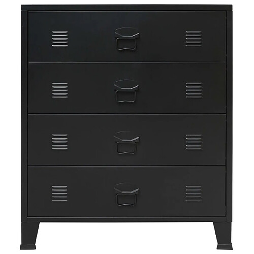 Helloshop26 Buffet bahut armoire console meuble de rangement à tiroirs métal style industriel 93 cm noir 4402223